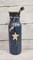 Primitive Vase Crackle Painted Navy Blue with Tan Star product 1